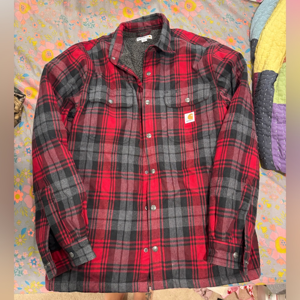 Carhartt Red and Black Plaid Shirt Fleece Lined